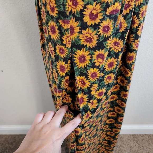 Vintage Steven Ross Naturally Cottage Core Sunflower V Neck Maxi Dress - Picture 5 of 11